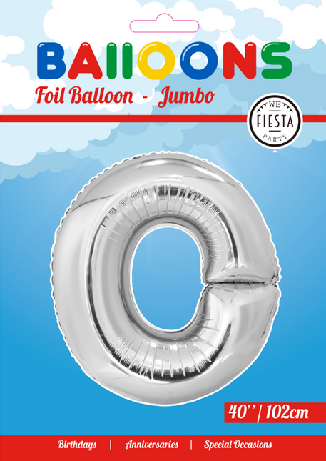 Balon foliowy litera O srebrny XL 102cm pusty