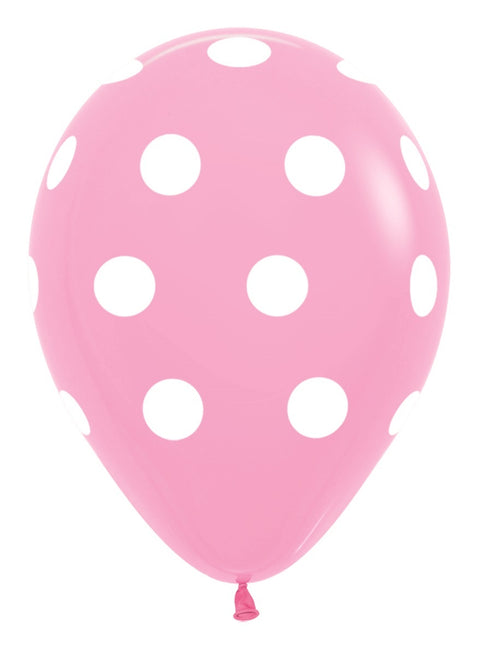 Balony Polka Dots Pink 30cm 25szt