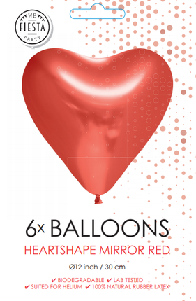 Balony serca czerwone 30cm 6szt