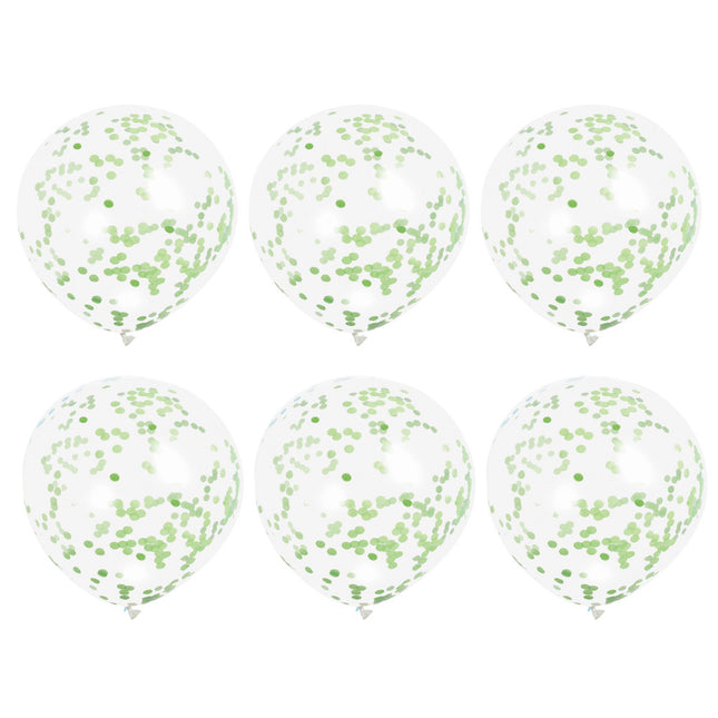 Balony Confertti Lime Green 40cm 6szt