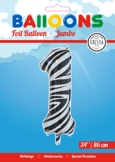 Balon foliowy Figurka 1 Zebra XL 86cm pusty