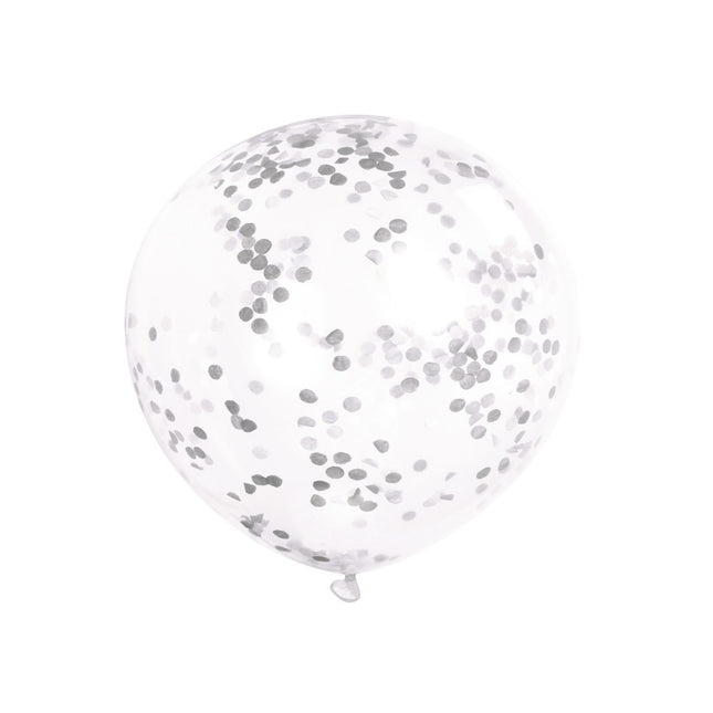 Balony konfetti srebrne 30cm 6szt