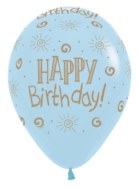 Balony Happy Birthday Sun Pastel Matte Mix 30cm 25szt