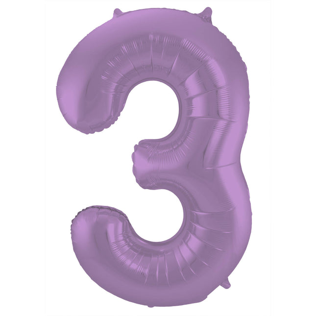 Balon foliowy Figurka 3 Matt Purple XL 86cm pusty