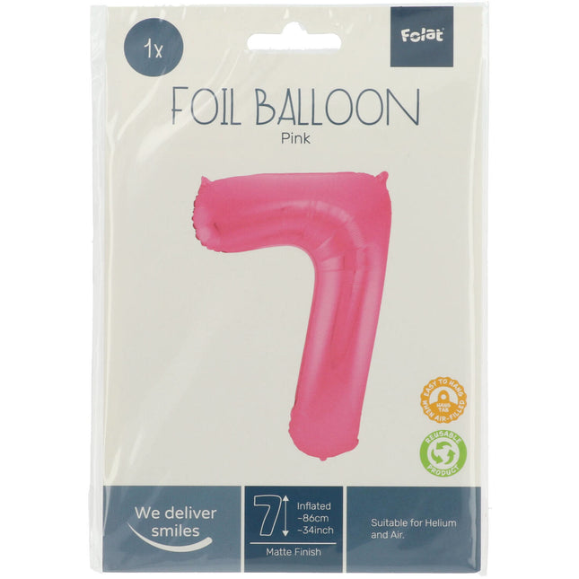 Balon foliowy Figurka 7 Matt Pink XL 86cm pusty