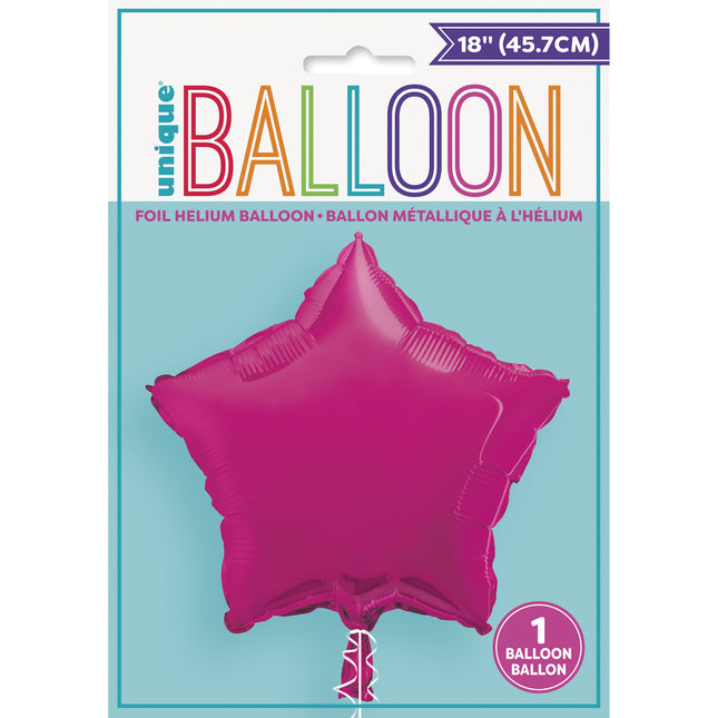 Balon helowy Gwiazda Fuschia Pusty 45cm