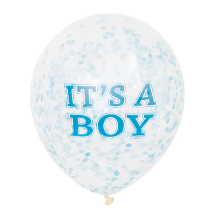 Balony z konfetti It's A Boy Blue 30cm 6szt.