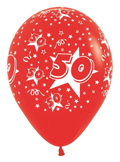 Balony Numer 50 Mix 30cm 25szt