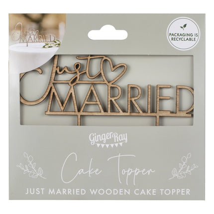 Topper na tort Just Married Wood 13,7 cm