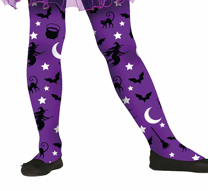 Fioletowe dziecięce legginsy na Halloween