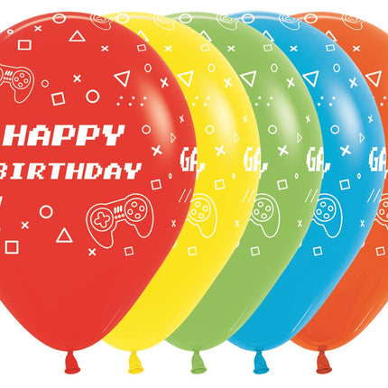 Balony Happy Birthday Game On Fashion Mix 30cm 25szt