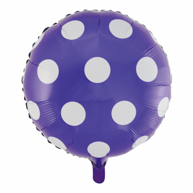 Balon helowy kropki fioletowy 45 cm pusty