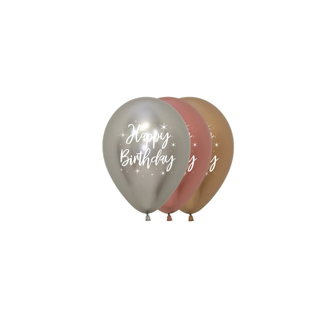 Balony Happy Birthday Radiant Reflex Mix 25szt