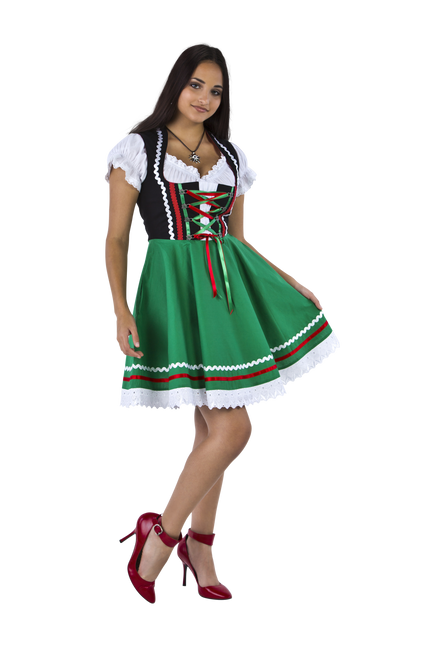 Dirndl 2-dlg.czarna/zielona, bluzka Carmen