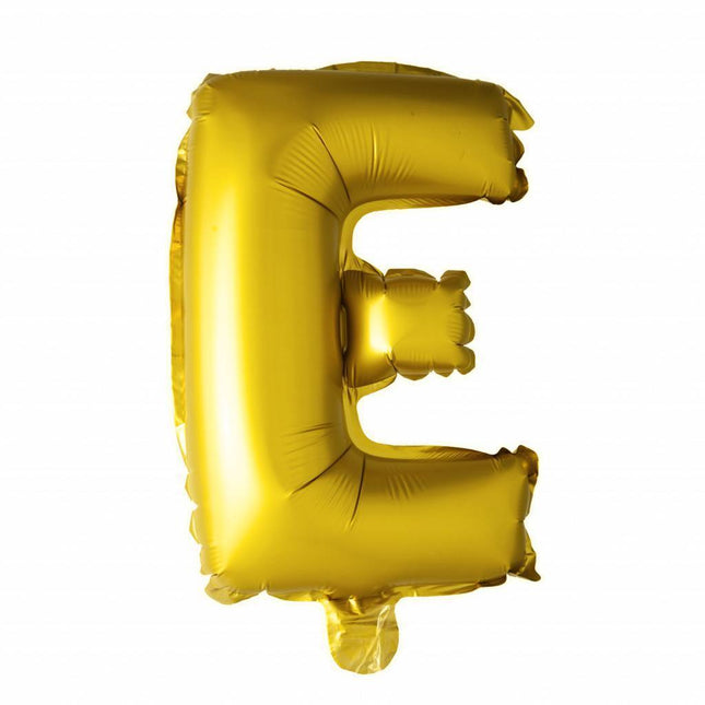 Balon foliowy litera E złoty 41 cm ze słomką