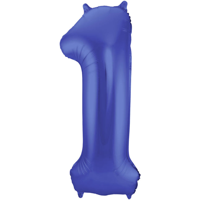 Balon foliowy Figurka 1 Matt Blue XL 86 cm pusty