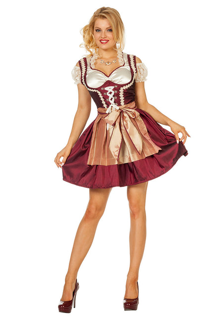 Bordowo-czerwona sukienka Dirndl Oktoberfest Ladies