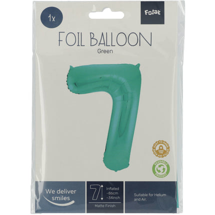 Balon foliowy Figurka 7 Matt Green XL 86cm pusty