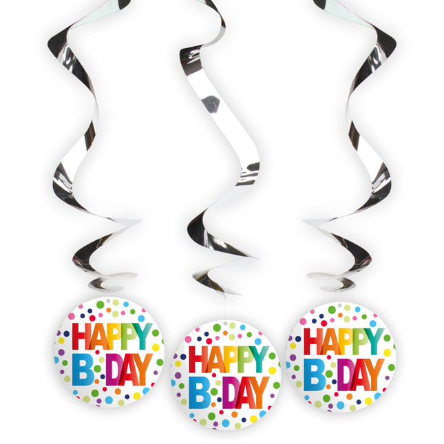 Dekoracja urodzinowa wisząca Happy Birthday Dots 3szt