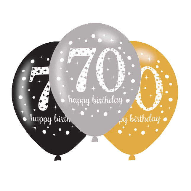 Balony 70 lat wszystkiego najlepszego z okazji urodzin 27,5 cm 6 szt.