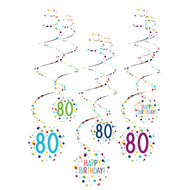 Dekoracja wisząca 80 Years Happy Birthday Confetti 61cm 6szt