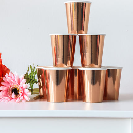 Kubki Rose Gold Metallic Cardboard 250ml 8szt