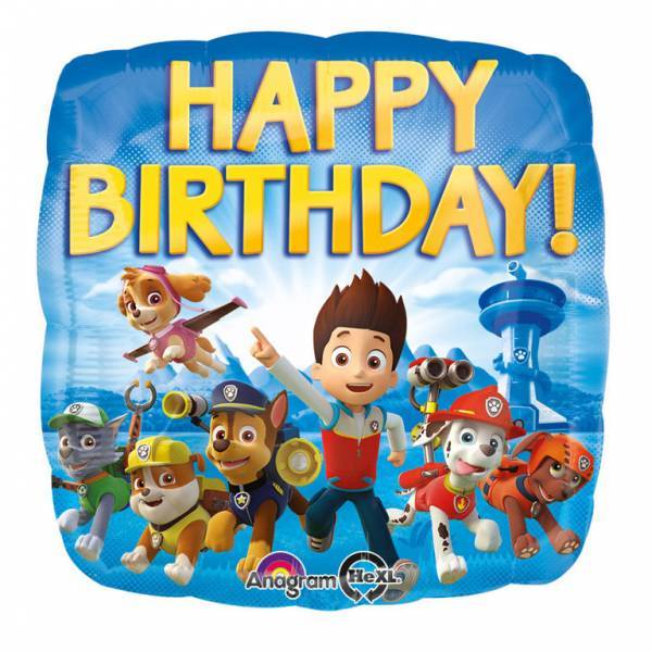 Balon foliowy Paw Patrol Happy Birthday 45 cm pusty