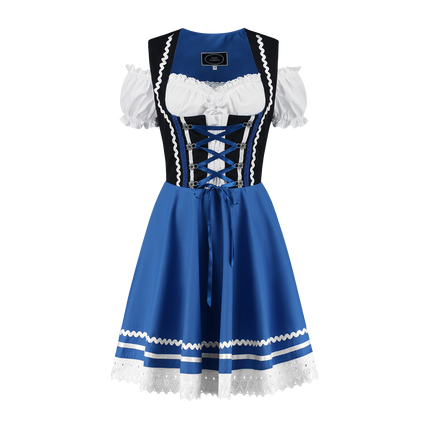 Oktoberfest Dirndl Dress Oktoberfest Blue White Ladies 2 Pieces