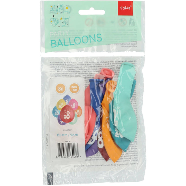 Balony 8 lat kolorowe 23cm 8szt