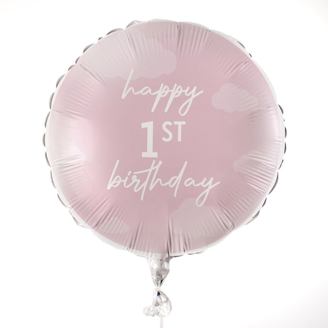 Balon helowy Happy 1St Birthday różowy pusty 43cm