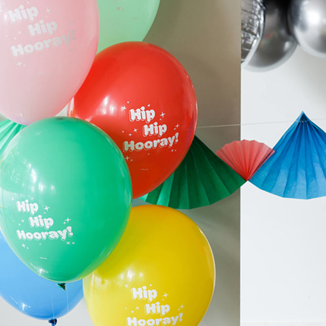 Balony Hip Hip Hurra Kolorowe 33cm 6szt