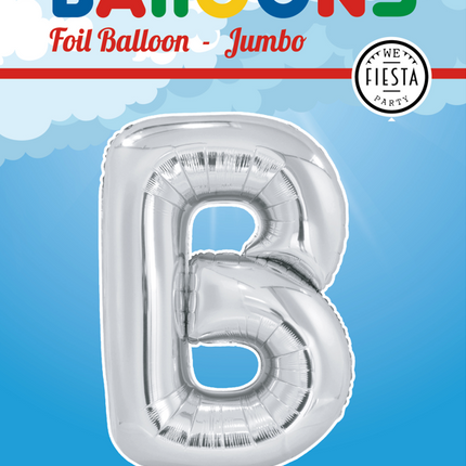 Balon foliowy litera B srebrny XL 102cm pusty