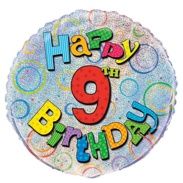 Balon helowy 9 lat Glitter 45 cm pusty