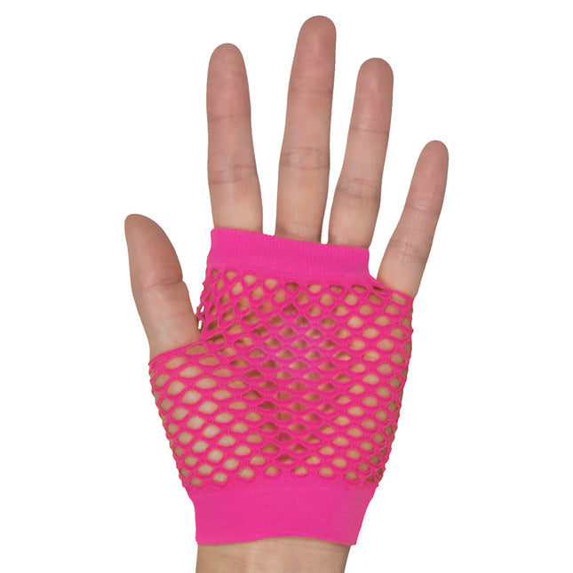 Rękawiczki Fishnet Neon Pink