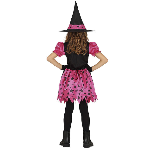 Kostium czarownicy na Halloween dla dziewczynki Star Pink