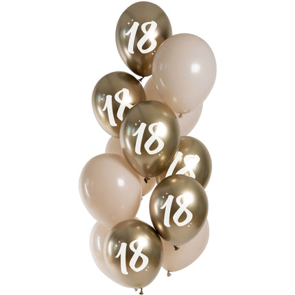 Balony złote 18 lat chrom 33cm 12szt