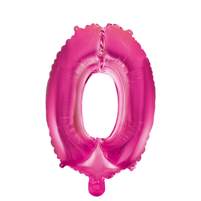 Balon foliowy Figurka 0 Różowy 41cm ze słomką