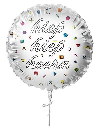 Hip Hip Hip Hooray Balon helowy biały pusty 45cm