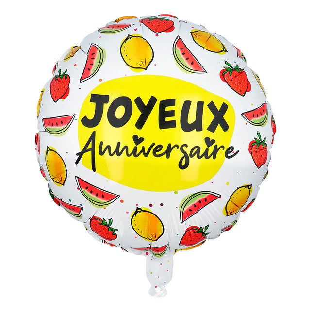 Balon helowy Fruit Joyeux Anniversaire pusty 45cm