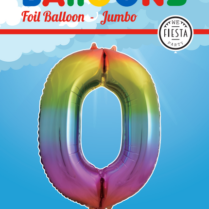 Balon foliowy figura 0 Rainbow XL 86cm pusty