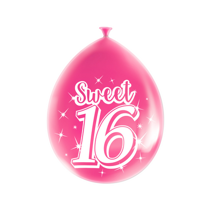 Balony Sweet 16 16 lat różowe 30cm 8szt