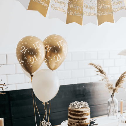 Balony na 80 lat złoto-białe 30 cm 8 szt.