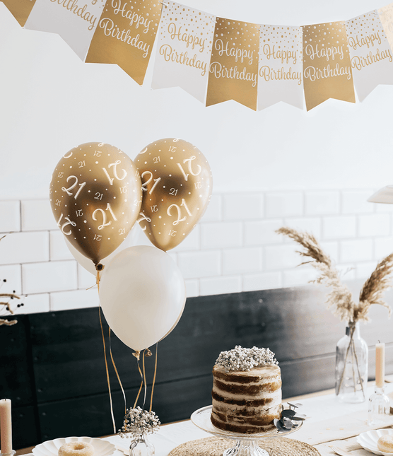 Balony na 80 lat złoto-białe 30 cm 8 szt.