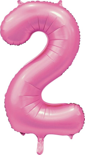 Różowy balon z figurką 2 lata, połysk 86 cm