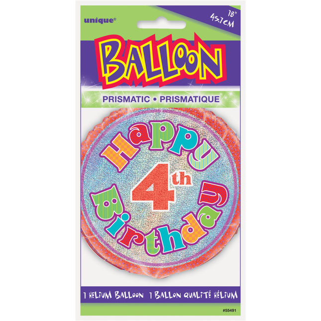 Balon helowy 4 lata Glitter 45 cm pusty