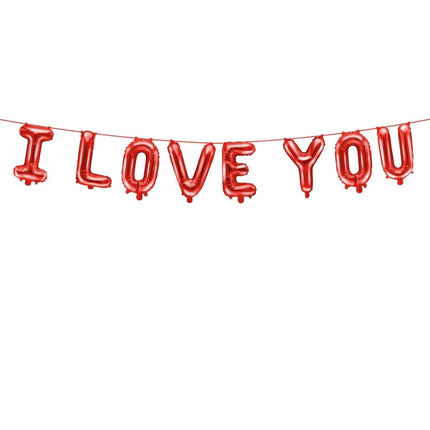 Foil balloon I Love You, 260x40 cm, red - Partywinkel - 5904555013001