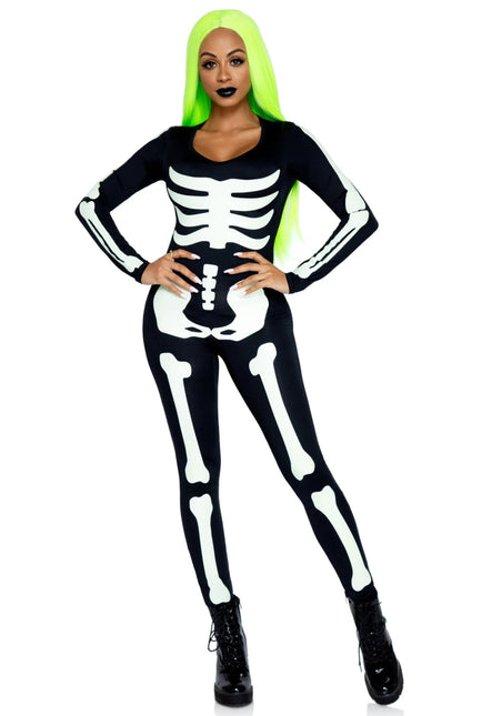 Halloween Catsuit Dames Glow In The Dark Leg Avenue - Partywinkel - 714718498843