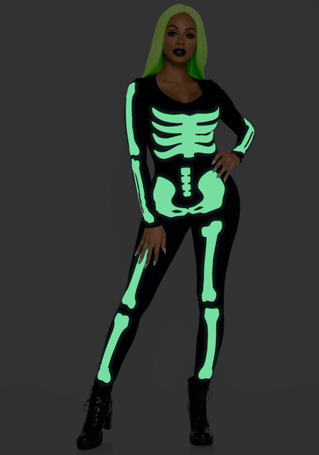 Halloween Catsuit Dames Glow In The Dark Leg Avenue - Partywinkel - 714718498843