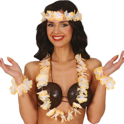 Hawaii Accessoireset Oranje 4 delig - Partywinkel - 8434077270639