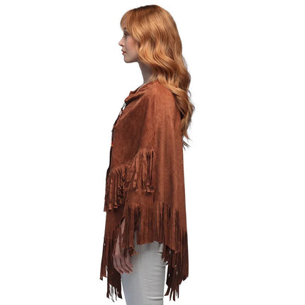 Hippie 60S Poncho Bruin - Partywinkel - 8712026445391